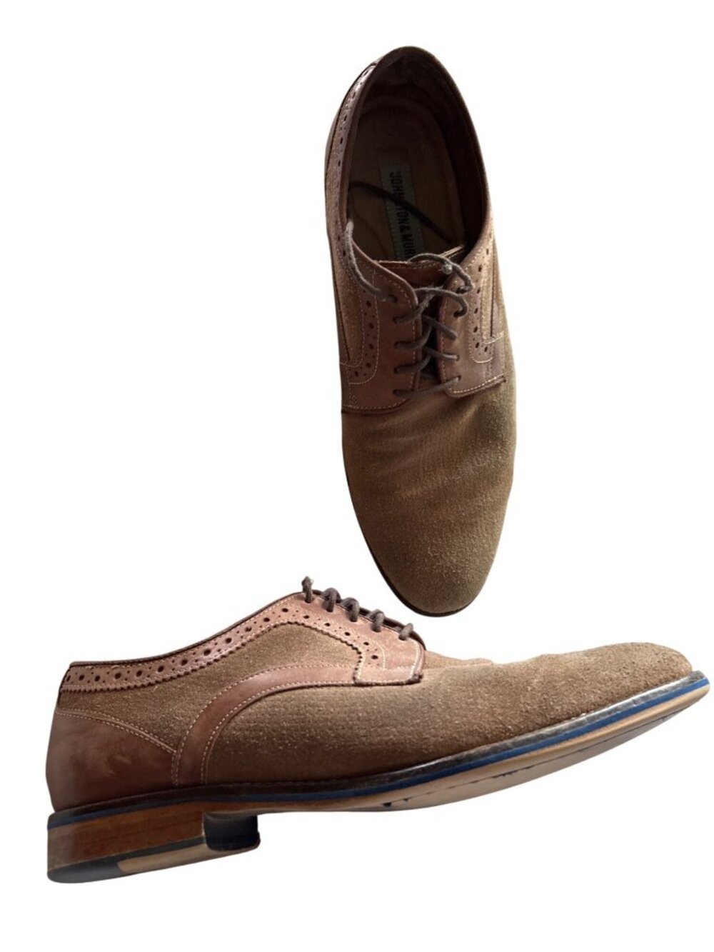 Johnston & Murphy Mens Brown Suede & Leather Wingtip Brogues Size 9